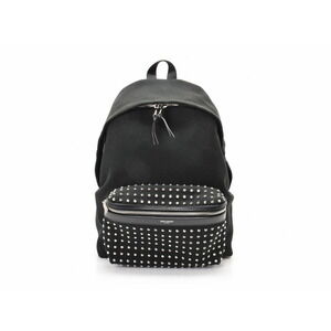 Saint Laurent Backpack Black Canvas Studs